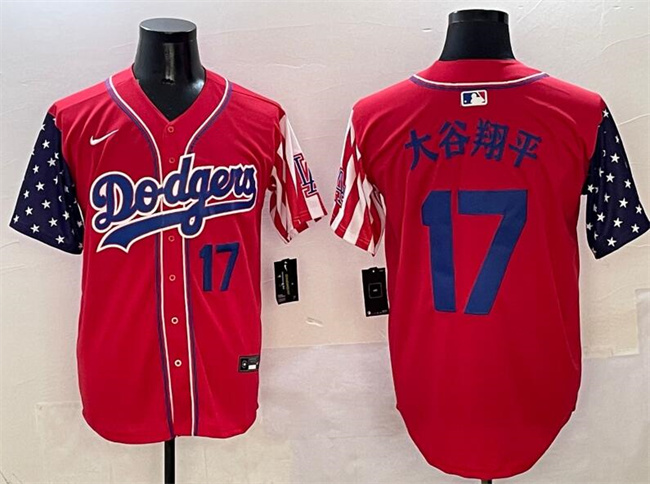 Men's Red Los Angeles Dodgers #17 大谷翔平 Limited Stitched Baseball Jersey